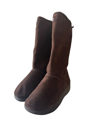 Sketchers Leather Faux Fur Boots 8 Tone-Ups Brown Chunky Y2K Platforms Lugs 