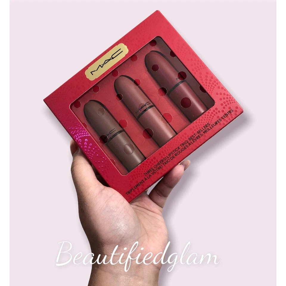 MAC 3 Piece Lipstick Set, Three Cheers! LIPSTICK TRIO, $63 Value Bestsellers, BN - Image 4 of 4