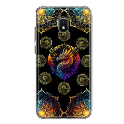 For Samsung Galaxy J3 2018/Prime Shockproof Case Mandala Geometry Dragon 