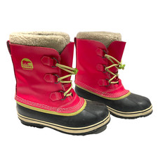 Sorel Yoot Pac Snow Rain Waterproof Winter Boots Youth Girl Sz 6 /38 Pink Black