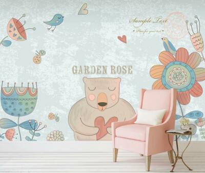 3D Cute Sunflower Bear 37094NA Wallpaper Wall Murals Removable Wallpaper Fay
