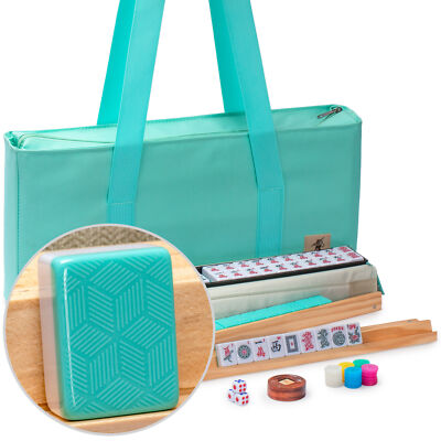 American Mahjong Set, ''Pepper'' with Pepper Green Soft Case, Racks, Pushers