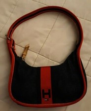 Gorgeous TOMMY HILFIGER Navy DENIM White Red LOGO Girls Small 8''X4'' Purse