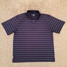 Grand Slam Polo Shirt Mens Large Blue Striped Short Sleeve