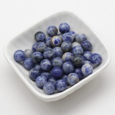 50pcs Natural Sodalite Stone Half Drilled Hole Beads 10mm Round Ball DIY