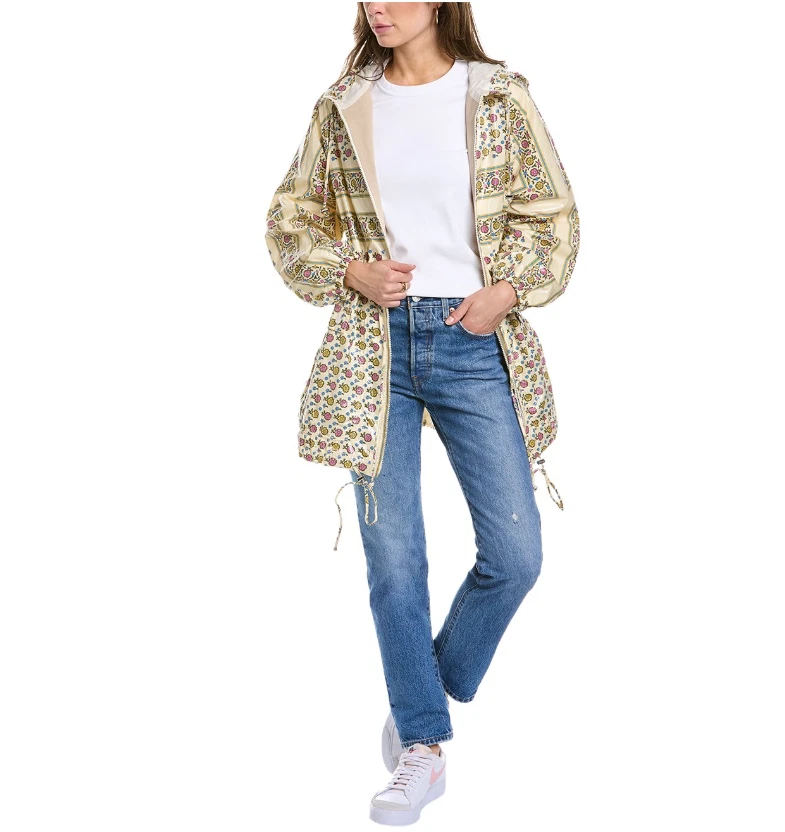 Giacca a vento TORY BURCH DITSY POPELINE CON CAPPUCCIO E ZIP INTERA 14 $998