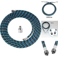 10ft Nylon Braided Airbrush Hose 1/8" BSP Fittings with 1/4" Compressor Adapter