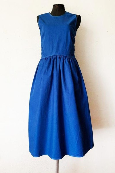 Women Dries Van Noten Dress Navy Silk 34