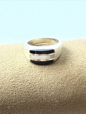 Vintage Sterling Thailand Onyx Mother of Pearl Ring Size 7