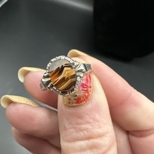 Vintage Sterling Silver Agate Ring Sz 6.5