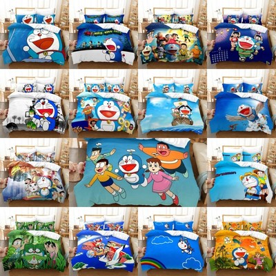 Doraemon Manga 3D-Druck Bettbezug Kissenbezüge 2/3p Bettwäsche-Set Single Double