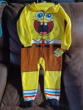 SpongeBob SquarePants Pajamas Boys XS 4/5 Union Suit Girls Zipper Footless New