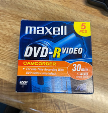 Pack of 5 Maxell DVD-R Video Camcorder 30min 1.4GB - NEW