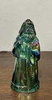 Vintage Fenton Iridescent Green/Blue/Purple Carnival Glass Santa Clause 8”