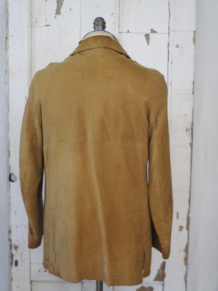 Mighty Mac винтажный желтовато-коричневый замши кожи состаренный куртка мужская M/42 с подкладкой повседневный - Изображение 2 из 4
