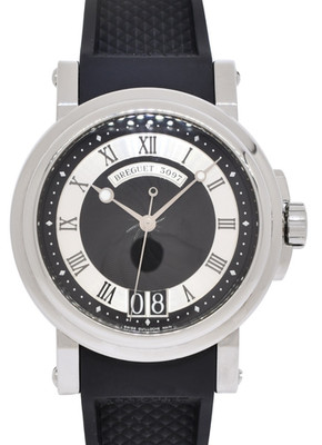 Breguet Marine Big Date Steel Black Dial Mens 39mm Watch 5817ST/12/5V8