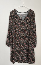Old Navy Women Dress Foral XL (TG) Long Sleeve One Button Rayon Casual
