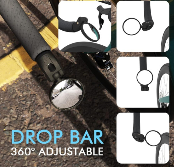 2-inch Bike Drop Bar End HD Glass Convex Lens Rearview Mirror - Easy to Install!