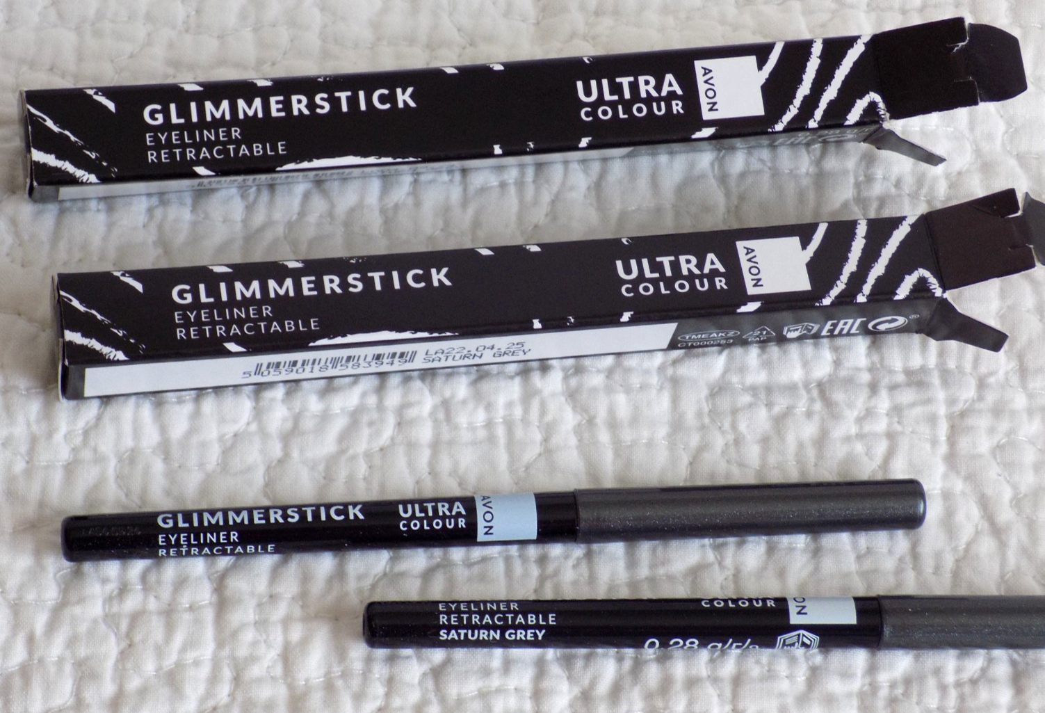AVON 2 x ULTRA COLOUR GLIMMERSTICK RETRACTABLE EYELINERS ~ SATURN GREY ~  *NEW*