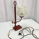 Metal Students Desk Lamp Table Electric Frosted Glass Shade Mid Century Vintage