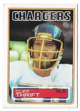 1983 Topps Football Cliff Thrift Rookie Card #380 San Diego Chargers RC. rookie card picture