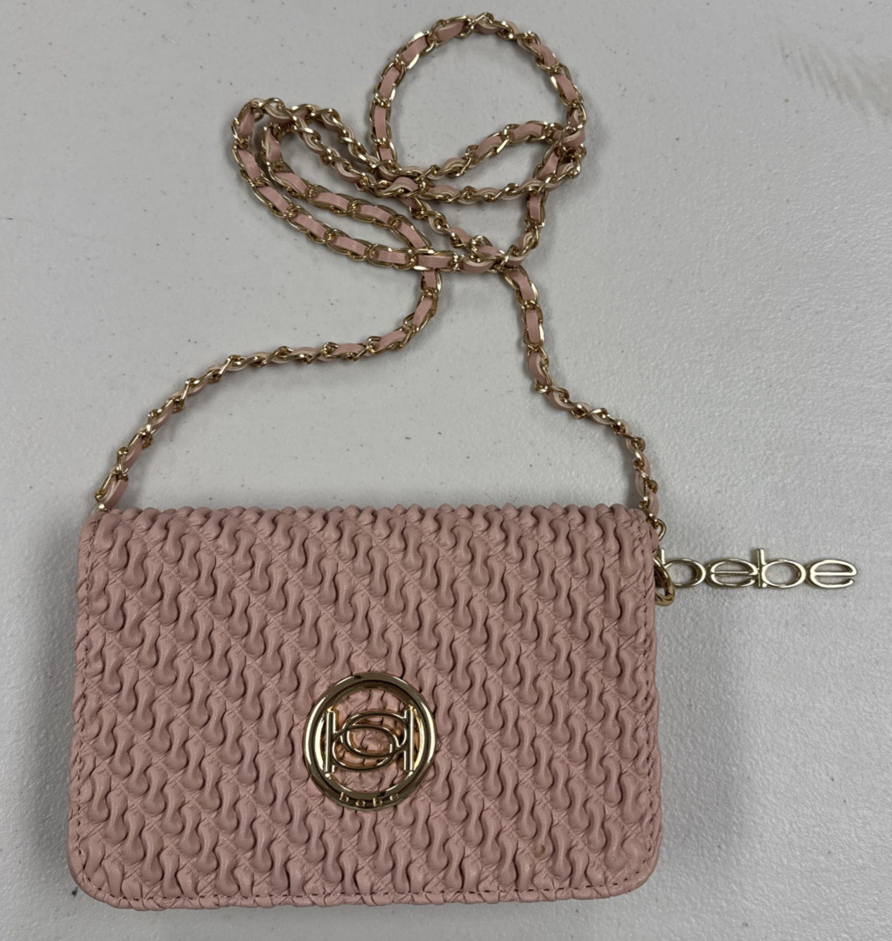 Bebe Pink Gold Crossbody Bag Women's Shoulder Purse Chain Strap