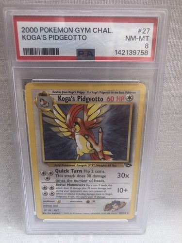 Koga's Pidgeotto (Unlimited) graded PSA 8 for sale on eBay