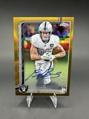 2025 Topps Chrome - Autographs Brock Bowers #BA-BB  True Gold Refractor /50 (AU)