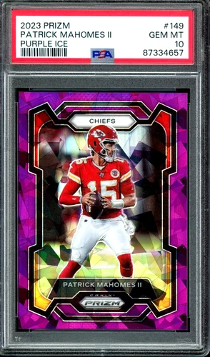 2023 Prizm Purple Ice #149 Patrick Mahomes /225 PSA 10 GEM MINT
