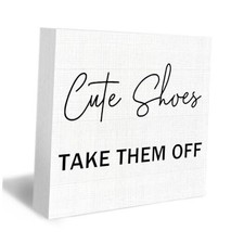Cute Shoes Take Them off Wood Box Sign, Please Take Your Shoes off Sign Desk