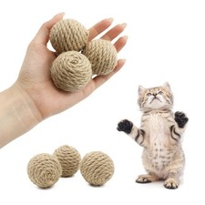 1 Pc Pet Cat Hemp Rope Ball Rolling Interactive Hand-Woven Cat Scratching Intera