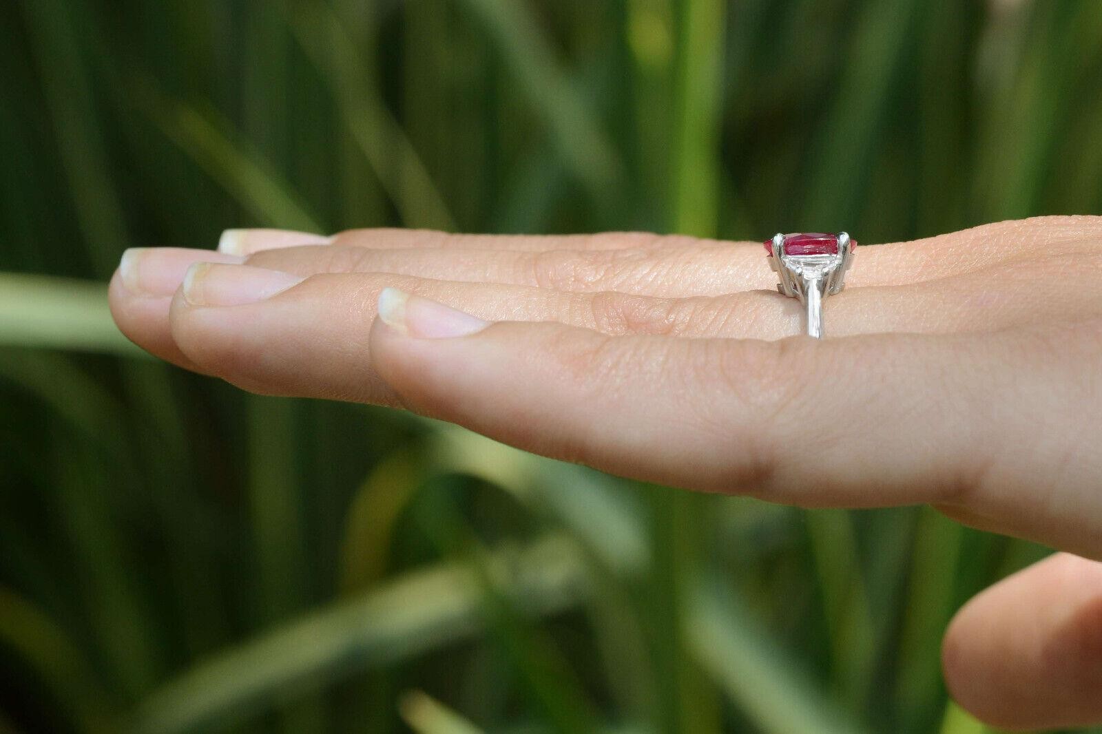 Classical 2.25 Carat Natural Ruby Engagement Ring… - image 4