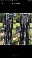70s Black & Grey Peasant Maxi Dress