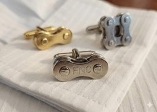 Cyclist Cufflinks Mechanical Bike Chain Mens Gear Jewelry + FREE Focus Toy