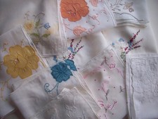 Lot of 10 Applique floral hankies handkerchiefs  A3