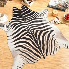 6 X 7 Zebra Print Area Rug Faux Skin Cowhide Design Mat Faux Suede Floor Brown 6 X 7 Zebra Print Area Rug Faux Skin Cowhide Design Mat Faux Suede Floor Brown