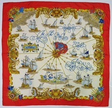 Authentic HERMES "ETRIERS" Blue 100 Silk Scarf 62287