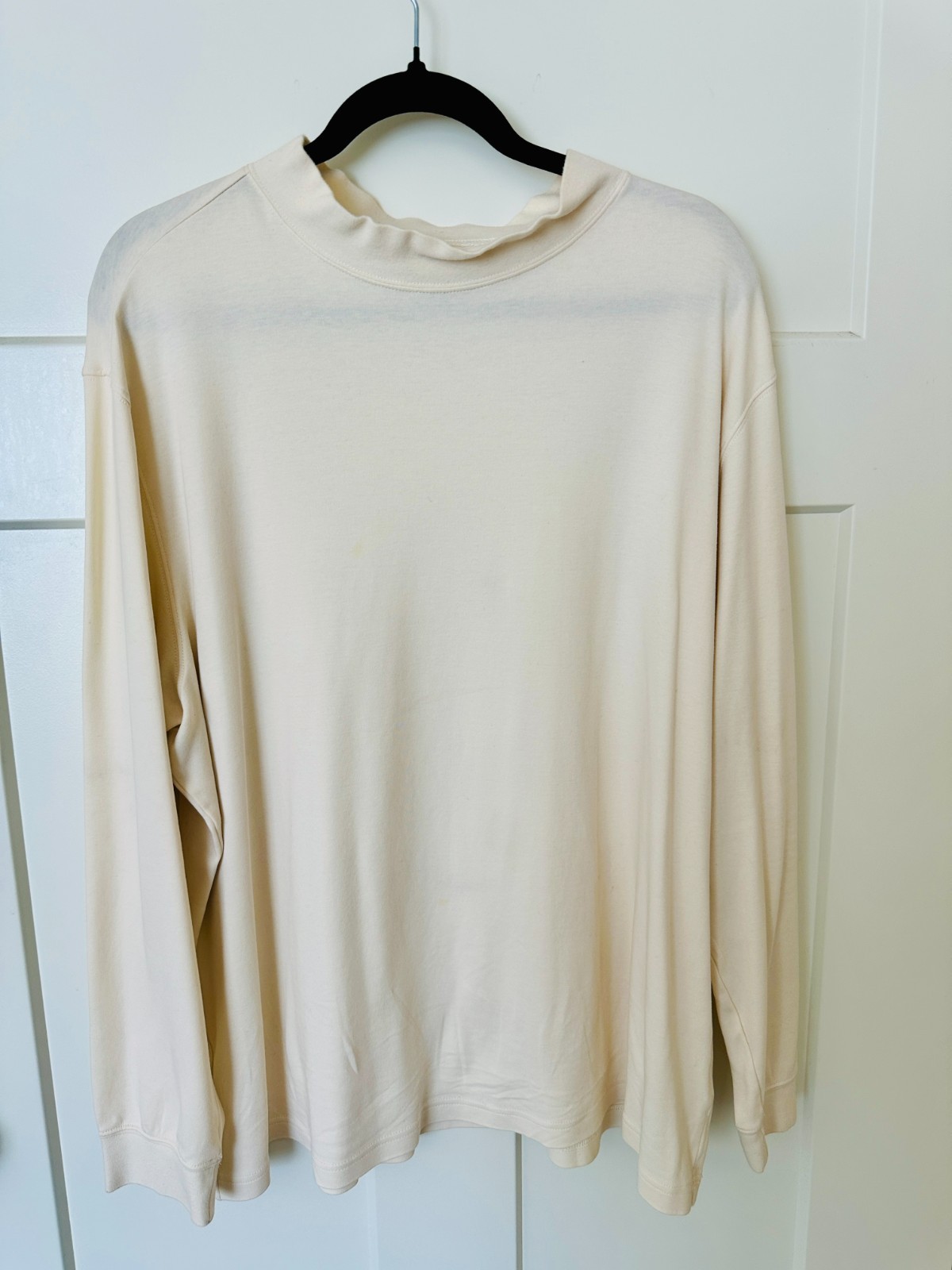 Roundtree & Yorke Men’s XL Ivory Mock Neck Long Sleeve Shirt 100% Cotton