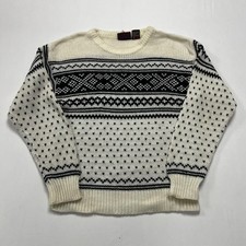 Vintage Knitted Jumper Abstract Patterned Grandad Knit Sweater, 100 Acrylic