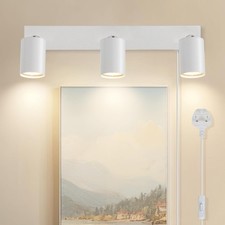 3 Way White Plug in Wall Lights GU10 - Modern Wall Lamp with Plug 350°