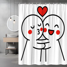 Cute Cartoon Love Shower Curtain for Kids Bathroom Decor