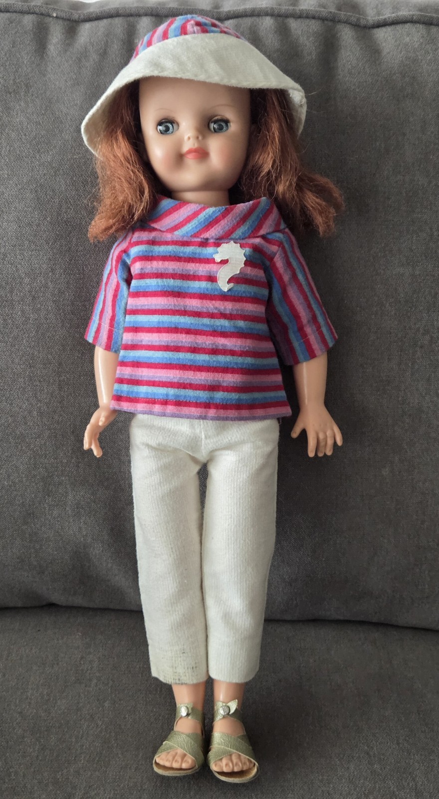 Vintage Horsman Doll 18” 1960’s Cindy? Red Hair Blue Sleepy Eyes