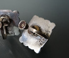 Vtg Mexico Alpaca 925 Silver Green Tribal Mask Earrings Screwback 9g total weigh — photo 4
