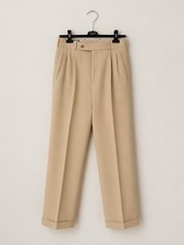 Gucci Women’s Beige 100% Wool High Rise Pleated Wide Leg Dress Pants IT 44