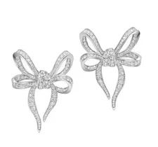 3Ct Round Cut Lab-Created Diamond Women's Bow Earring 14K White Gold Finish