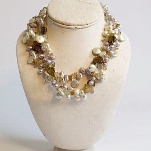 Multi Strand Pearl Gemstone Statement Necklace Lavish Luxury