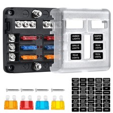 6-Way Marine Fuse Block,Waterproof 12V Fuse Block with LED Indicator for 12V/24V