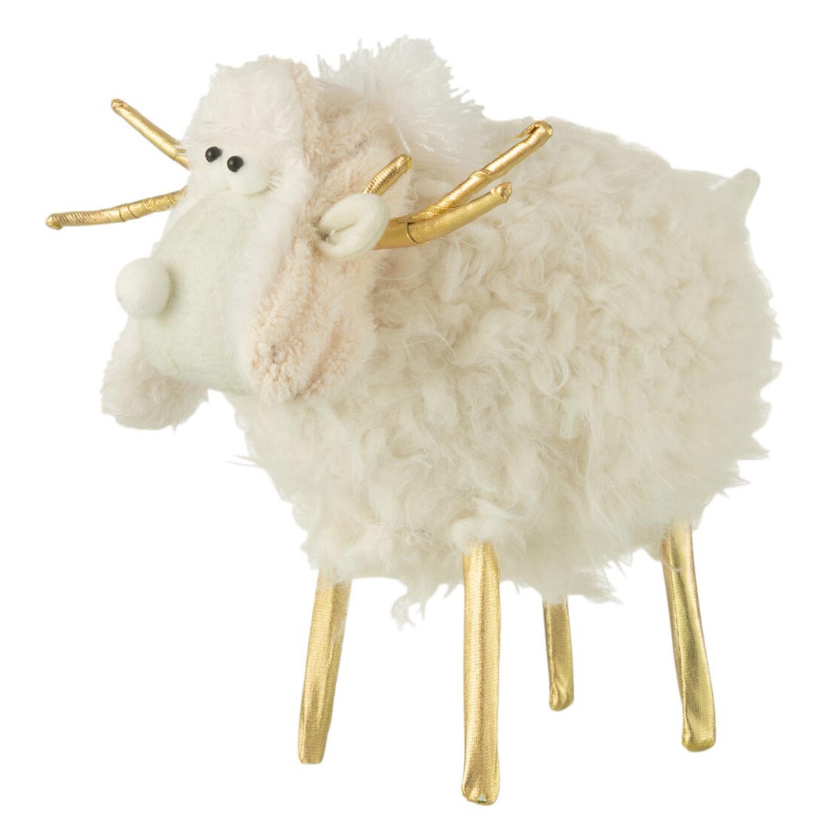 Statuette renne bonnet crème de 25cm pour une table de fête chaleureuse