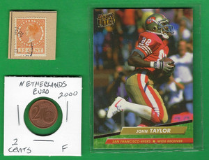 NETHERLANDS EURO 2 CENTS 2000 COIN (FINE) & STAMP ~ LOT #67 (*-*) + SPORTS CARD