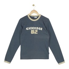 Chiemsee Sweatshirt Damen Größe L Blau Y2K Spell Out Gerippt